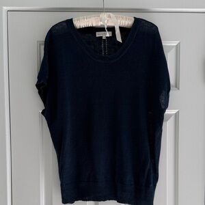 White + Warren Short-Sleeve Knit Sweater